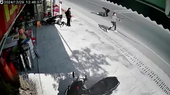 Walking Down The Street Carrying A Long Object