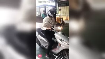Well Done Girl Taking Motorcycle License Course