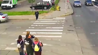 Young Scooter Girl Has Not Yet Learned The Traffic Rules