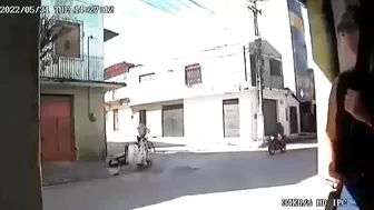 Young Man On Bicycle Escapes After Being Run Over Twice On The Road