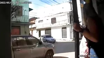 Young Man On Bicycle Escapes After Being Run Over Twice On The Road
