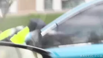 Chinese Man Rides Bicycle With Police