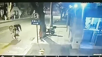 Cat Disturbs Cyclist