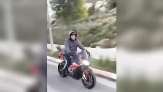 Experienced Motorcyclist Showing Off His Riding Skills