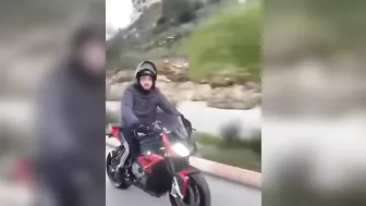 Experienced Motorcyclist Showing Off His Riding Skills