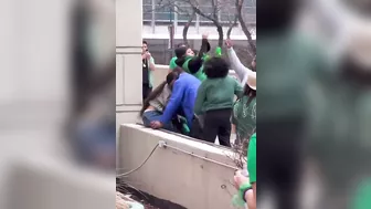 Fight During St. Patrick's Day Parade On Chicago River