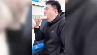 Girl Puts Her Whole Hand Down Boyfriend's Throat