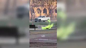 Green Flames Burst From Manhole Cover On Texas Tech University Campus