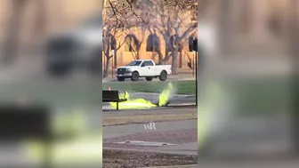 Green Flames Burst From Manhole Cover On Texas Tech University Campus