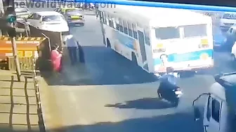 Driver Chooses The Worst Time To Lose Balance