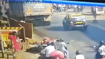Driver Chooses The Worst Time To Lose Balance