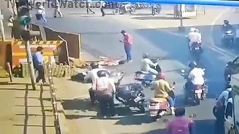 Driver Chooses The Worst Time To Lose Balance