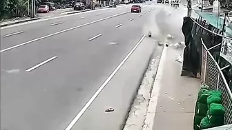 A Man Walking Casually Along The Sidewalk Becomes Part Of The Sidewalk
