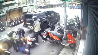 Pit Bull Jumps Out Of Car Window And Attacks Motorcyclist