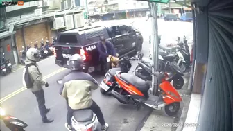 Pit Bull Jumps Out Of Car Window And Attacks Motorcyclist