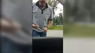 Crazy Old Man Breaks Window With Baton