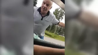 Crazy Old Man Breaks Window With Baton