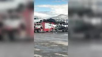 Pulling The Car Transporter Out Of The Ditch Using A Short Chain