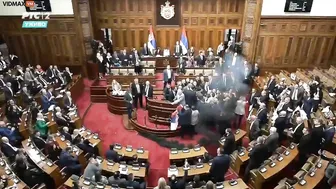 Serbia's Parliament In Chaos As Opposition Rioters Slam It