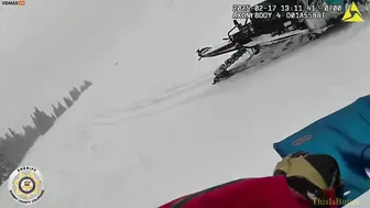 Snowmobiler Buried By Avalanche Rescued From Snow By Rescuers - V