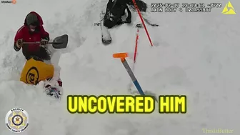 Snowmobiler Buried By Avalanche Rescued From Snow By Rescuers - V