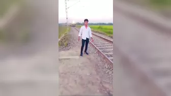 Posing Next To A Moving Train