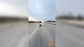 Two Cyclists Collide Violently With Oncoming Car