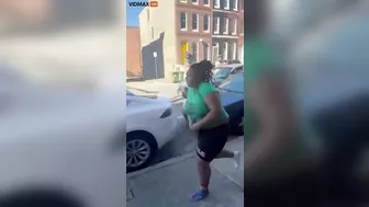 Crazy Video Shows Moment A Fat Woman Chases Another Fat Woman