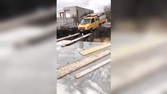 Driving Over The Wooden Bridge