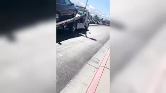 Speeding Up The Car Trying To Jump Over A Pile Of Snow